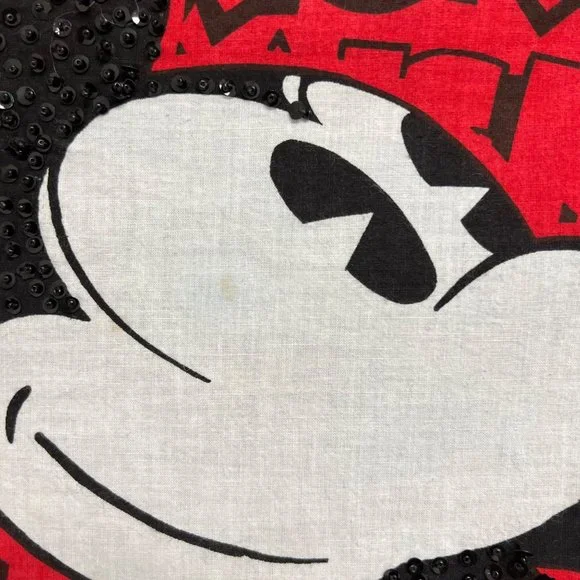 Vintage 80s Mickey BY J.G Hook men's jean jacket Mickey embroidery sequined size